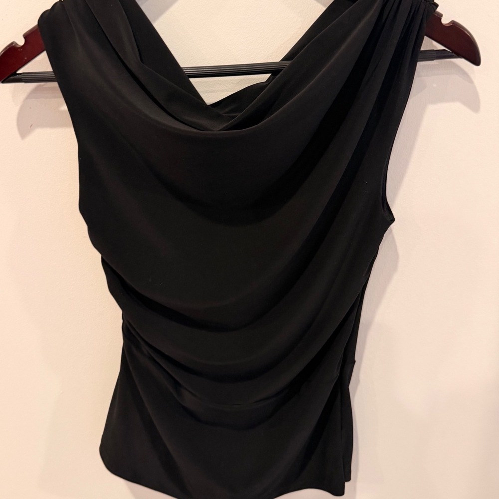 Aritzia Babaton Cowl Neck Sleeveless Ruched Top Black Small